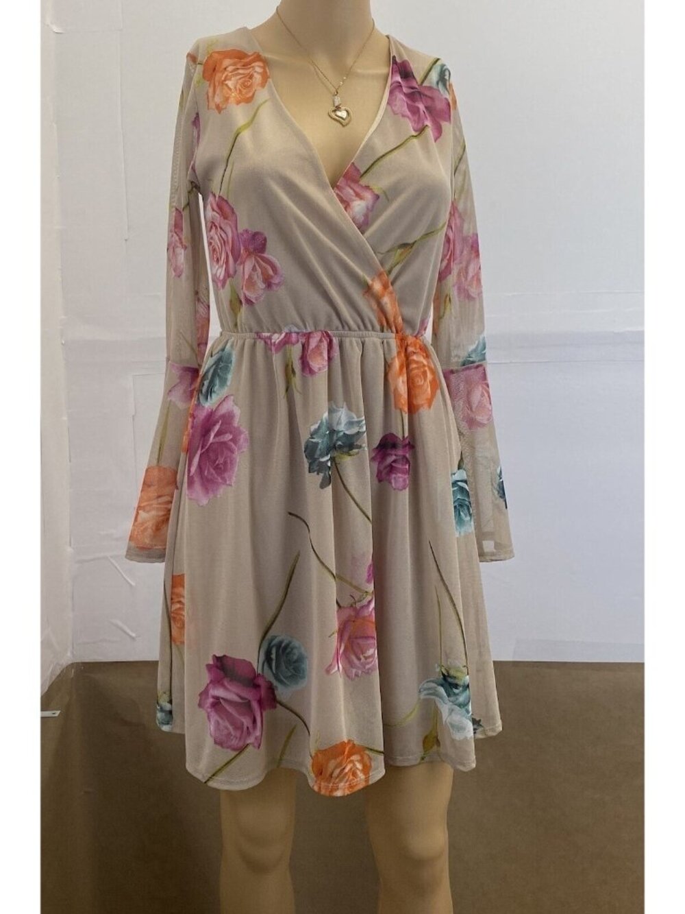 Charlotte Russe Women's Floral Long Sleeve Mini Dress Size XS Made In USA